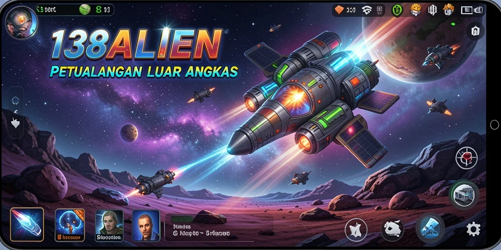 Screenshot gameplay <strong>138ALIEN</strong> yang menunjukkan eksplorasi luar angkasa yang mendalam.