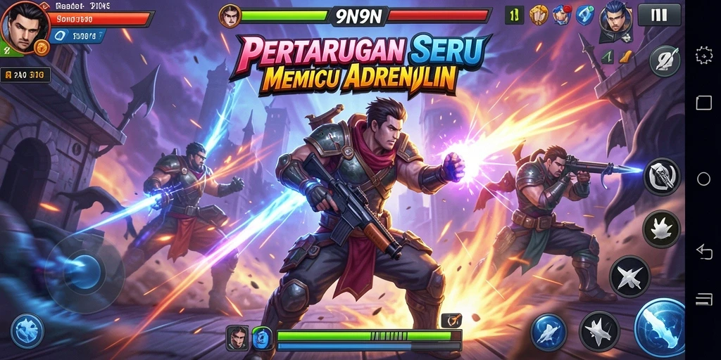 Tampilan gameplay 9N9N yang penuh aksi dan seru.