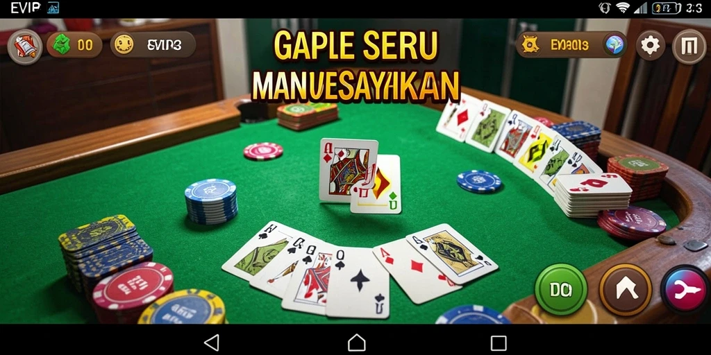 Tampilan seru gameplay Gaple di EVIP3 yang mengasyikkan.