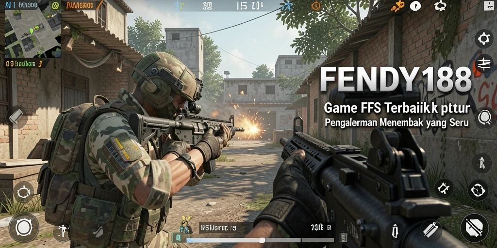 Screenshot menampilkan aksi menembak yang intens di FENDY188.