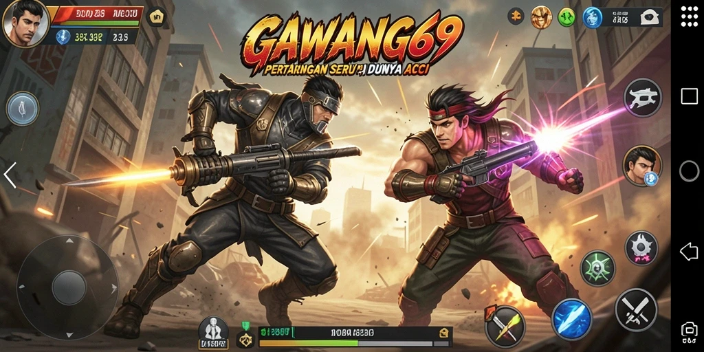 Tangkapan layar menunjukkan pertarungan aksi cepat dalam GAWANG69.