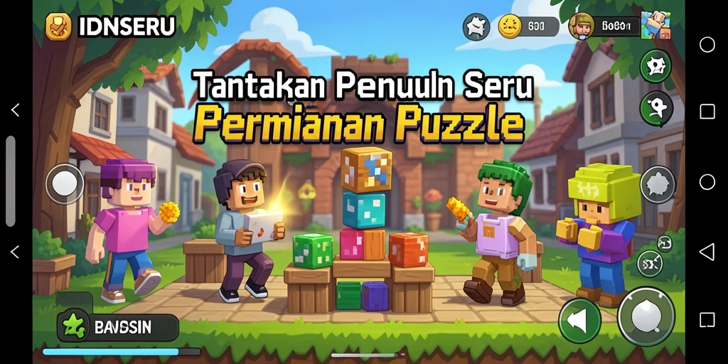 Tampilan dinamis dan menarik dari gameplay Puzzle IDNSERU.