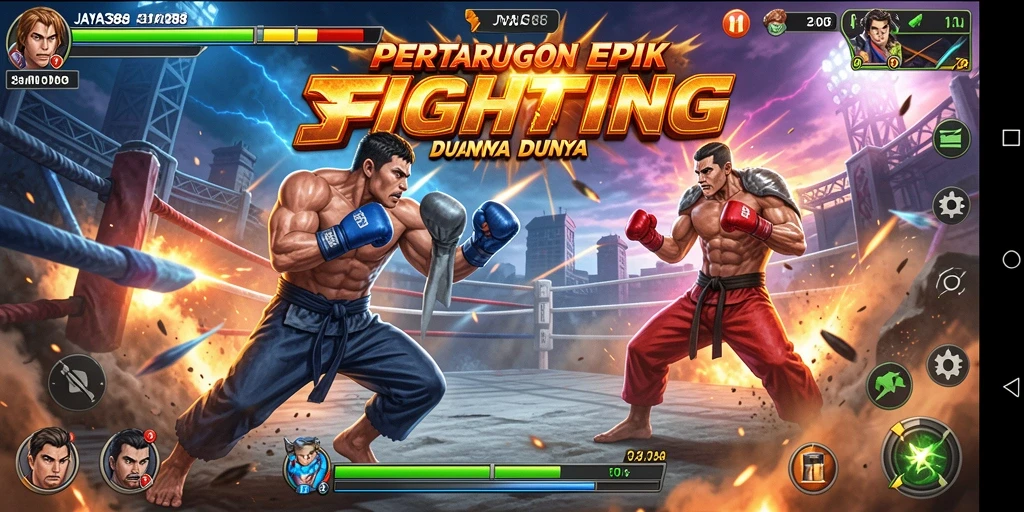 Tampilan screenshot JAYA388 menampilkan pertarungan seru antar karakter.