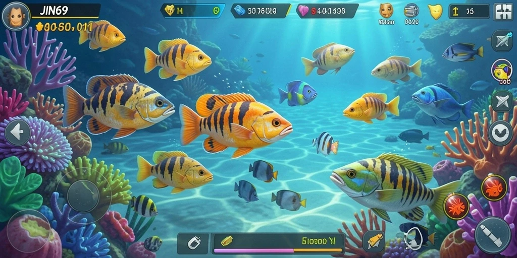 Screenshot JIN69 menampilkan gameplay Tembak Ikan yang seru.