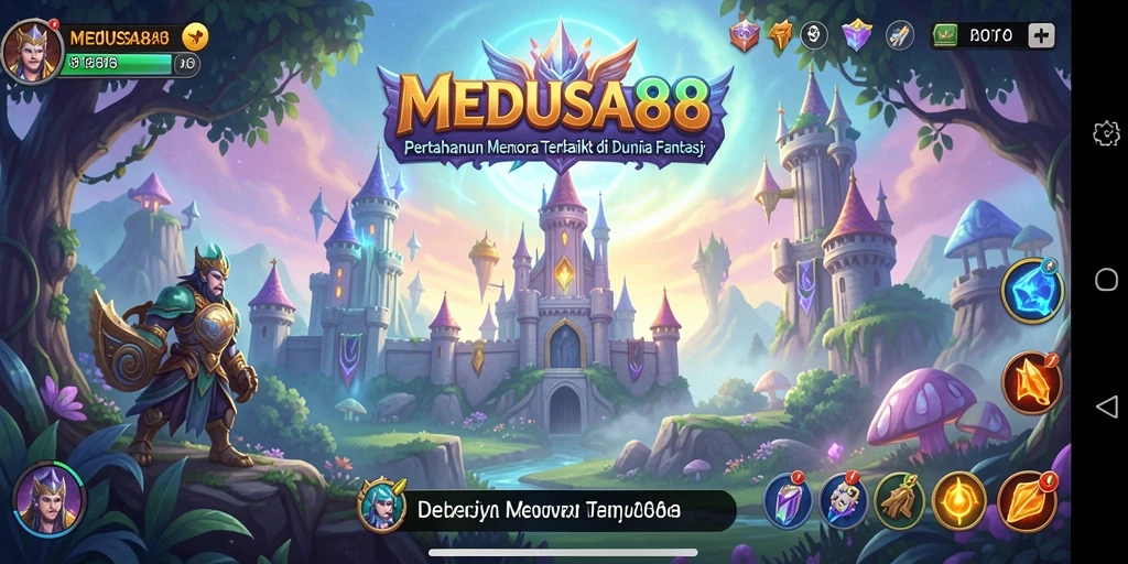 Screenshot utama MEDUSA88 menampilkan aksi pertahanan menara yang mendebarkan.