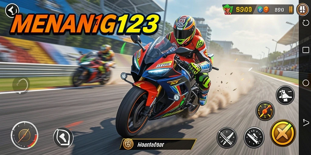 Screenshot dari aksi balap motor yang mendebarkan di MENANG123.