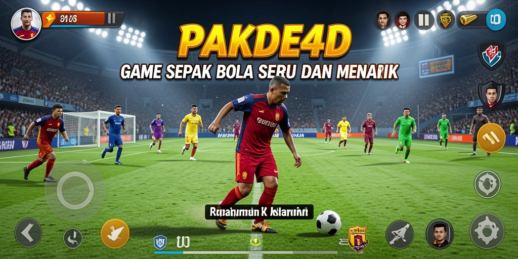 Tampilan gameplay PAKDE4D yang menarik saat melakukan tendangan bebas.