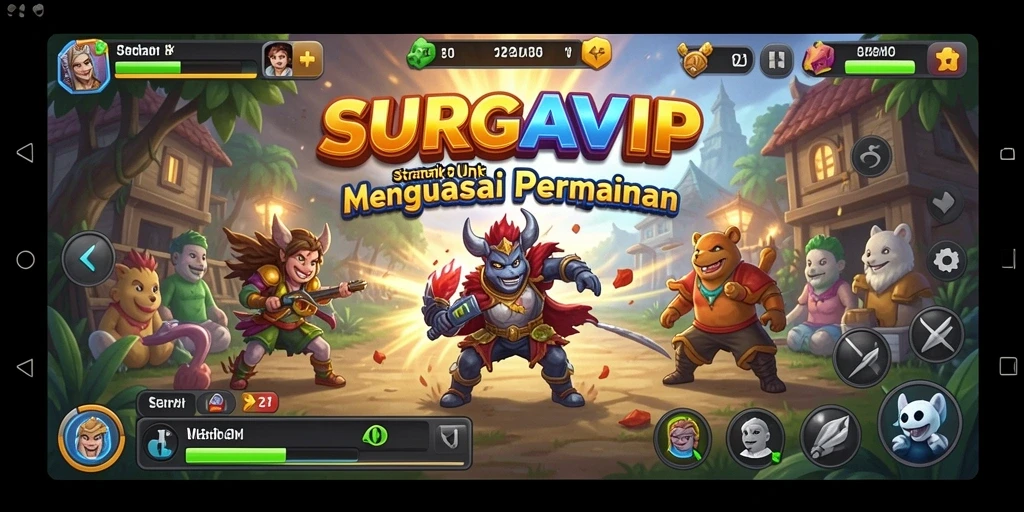 Screenshot gameplay <strong>SURGAVIP</strong> dengan berbagai strategi yang diterapkan.